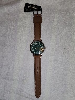 Shinola Detroit Argonite Forest Green Dial with Brown Leather Strap Watch